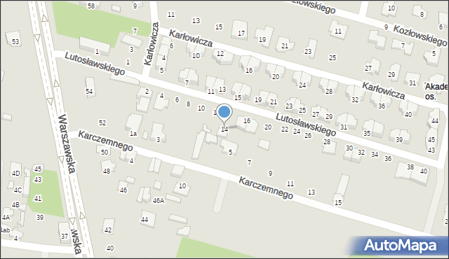 Radom, Lutosławskiego Witolda, 14, mapa Radomia