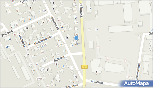 Radom, Łukasika Andrzeja, ks., 22, mapa Radomia