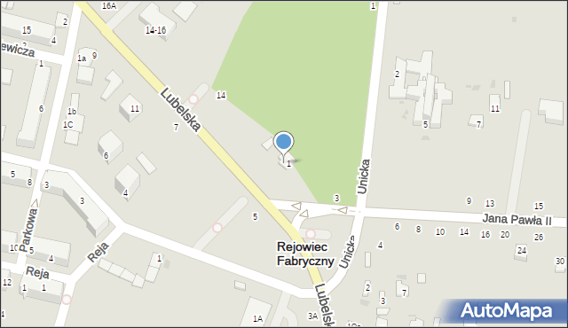 Rejowiec Fabryczny, Lubelska, 12, mapa Rejowiec Fabryczny