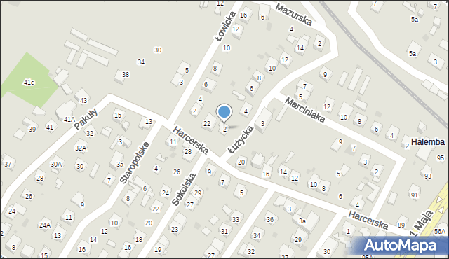 Ruda Śląska, Łużycka, 2, mapa Rudy Śląskiej