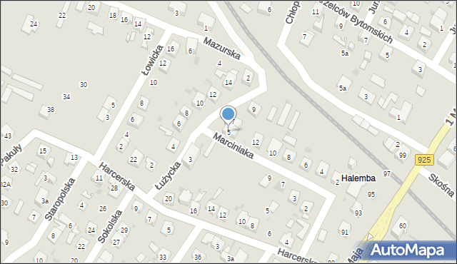 Ruda Śląska, Łużycka, 5, mapa Rudy Śląskiej