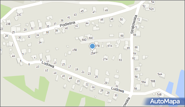 Rybnik, Ludowa, 23A, mapa Rybnika