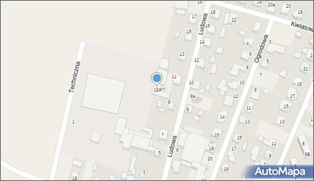 Sady, Ludowa, 11A, mapa Sady