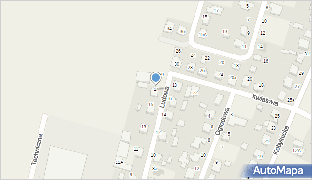 Sady, Ludowa, 17, mapa Sady