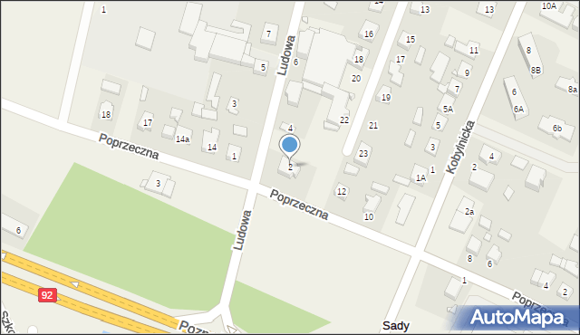 Sady, Ludowa, 2, mapa Sady