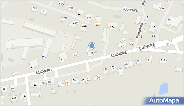 Sianów, Łużycka, 35, mapa Sianów