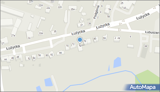 Sianów, Łużycka, 74, mapa Sianów
