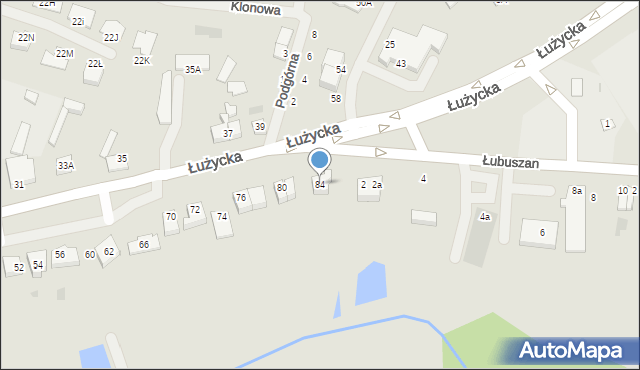 Sianów, Łużycka, 84, mapa Sianów