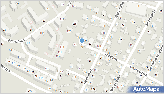 Siedlce, Lubelska, 9, mapa Siedlce