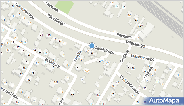 Siedlce, Łukasińskiego Waleriana, mjr., 23, mapa Siedlce
