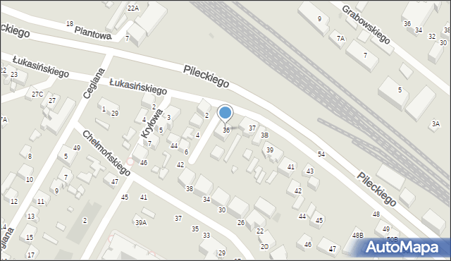 Siedlce, Łukasińskiego Waleriana, mjr., 36, mapa Siedlce