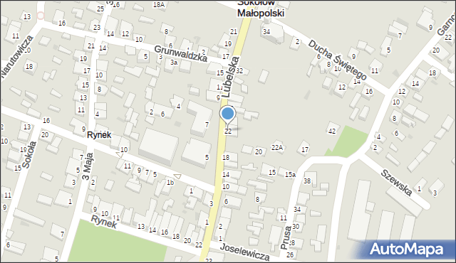 Sokołów Małopolski, Lubelska, 22, mapa Sokołów Małopolski