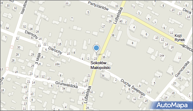 Sokołów Małopolski, Lubelska, 25, mapa Sokołów Małopolski