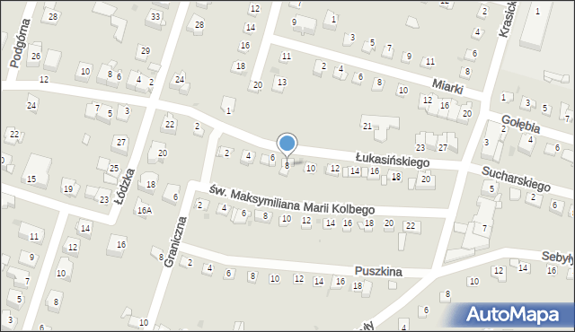 Sosnowiec, Łukasińskiego Waleriana, mjr., 8, mapa Sosnowca