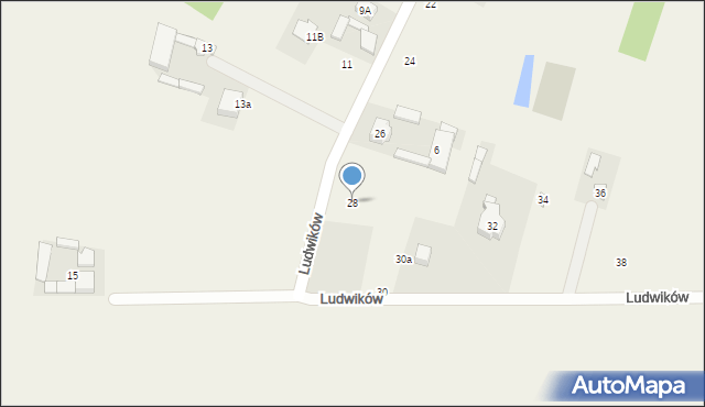Stróża, Ludwików, 28, mapa Stróża