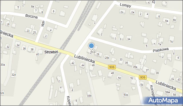 Strzebiń, Lubliniecka, 27, mapa Strzebiń