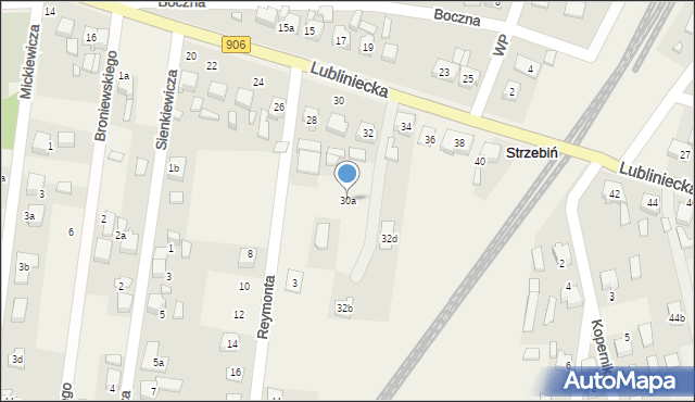 Strzebiń, Lubliniecka, 30a, mapa Strzebiń