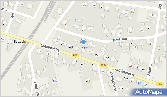 Strzebiń, Lubliniecka, 33, mapa Strzebiń
