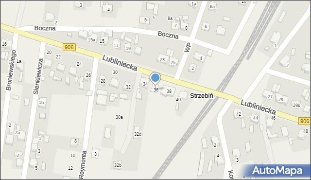 Strzebiń, Lubliniecka, 36, mapa Strzebiń