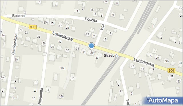Strzebiń, Lubliniecka, 38, mapa Strzebiń