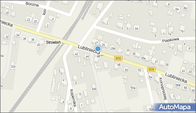 Strzebiń, Lubliniecka, 46, mapa Strzebiń