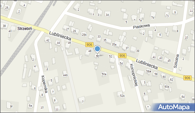 Strzebiń, Lubliniecka, 50, mapa Strzebiń