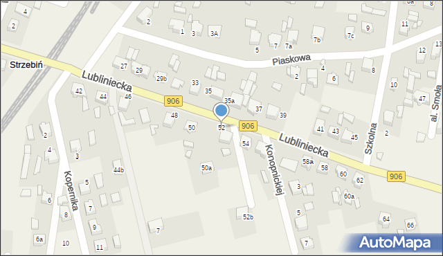 Strzebiń, Lubliniecka, 52, mapa Strzebiń