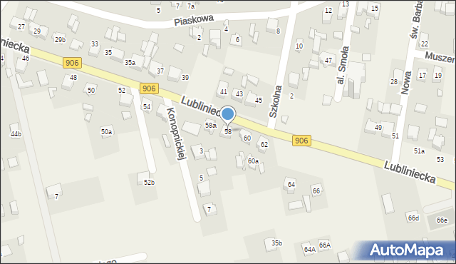 Strzebiń, Lubliniecka, 58, mapa Strzebiń