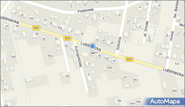 Strzebiń, Lubliniecka, 58a, mapa Strzebiń