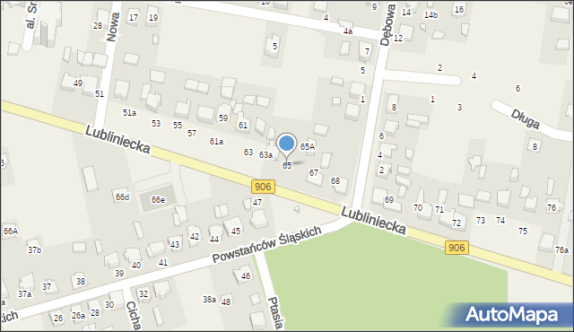 Strzebiń, Lubliniecka, 65, mapa Strzebiń