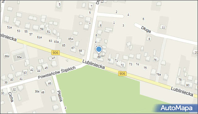 Strzebiń, Lubliniecka, 69, mapa Strzebiń