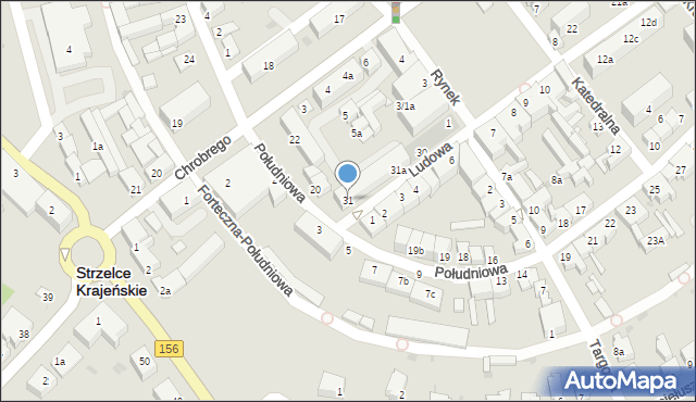 Strzelce Krajeńskie, Ludowa, 31, mapa Strzelce Krajeńskie