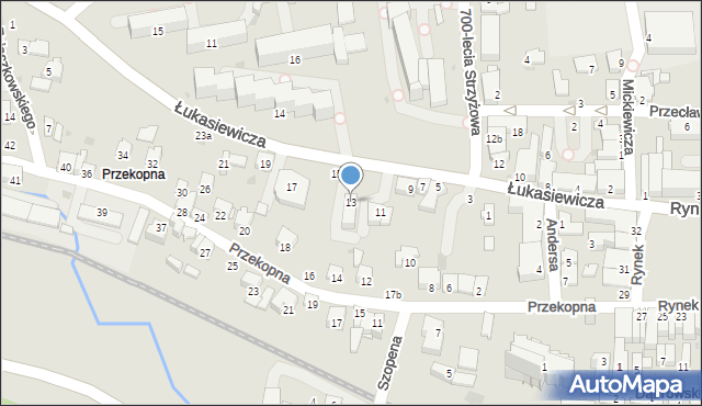 Strzyżów, Łukasiewicza, 13, mapa Strzyżów