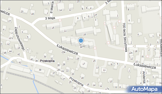 Strzyżów, Łukasiewicza, 14, mapa Strzyżów