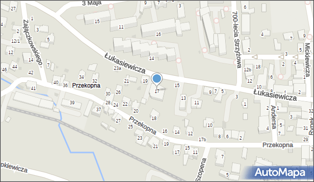 Strzyżów, Łukasiewicza, 17, mapa Strzyżów