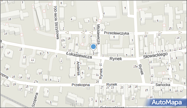 Strzyżów, Łukasiewicza, 2, mapa Strzyżów