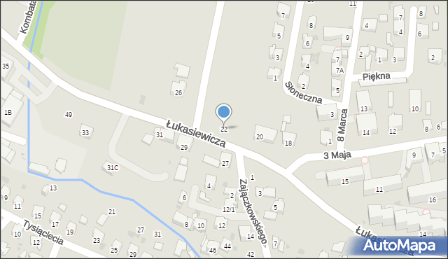 Strzyżów, Łukasiewicza, 22, mapa Strzyżów