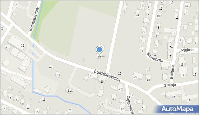 Strzyżów, Łukasiewicza, 26, mapa Strzyżów