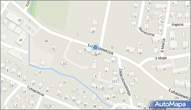 Strzyżów, Łukasiewicza, 29, mapa Strzyżów