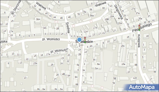 Świebodzin, Łużycka, 2, mapa Świebodzin