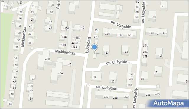 Świebodzin, Łużycka, 37c, mapa Świebodzin