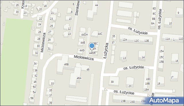 Świebodzin, Łużycka, 44AA, mapa Świebodzin