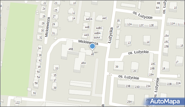 Świebodzin, Łużycka, 46C, mapa Świebodzin