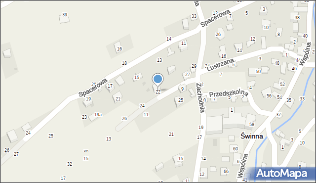 Świnna, Lustrzana, 22, mapa Świnna