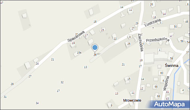 Świnna, Lustrzana, 26, mapa Świnna