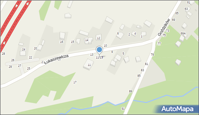 Szarlejka, Łukaszewicza, 11/13, mapa Szarlejka