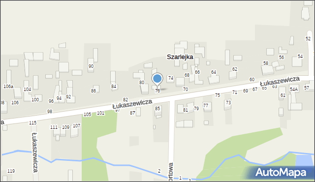 Szarlejka, Łukaszewicza, 76, mapa Szarlejka