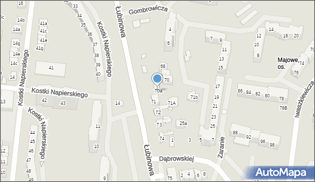 Szczecin, Łubinowa, 70a, mapa Szczecina