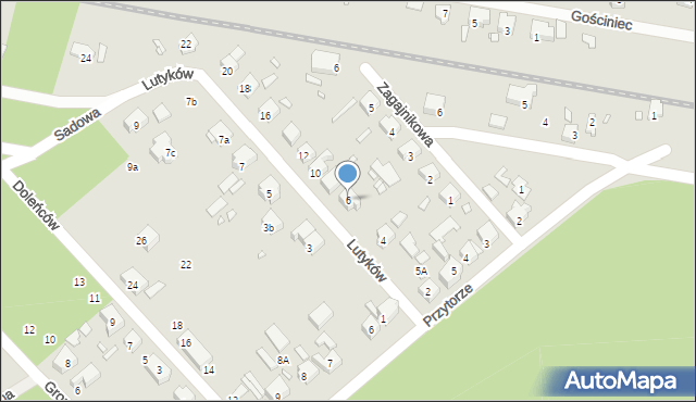 Szczecin, Lutyków, 6, mapa Szczecina