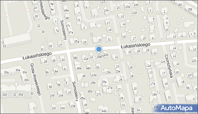 Szczecin, Łukasińskiego Waleriana, mjr., 20a, mapa Szczecina
